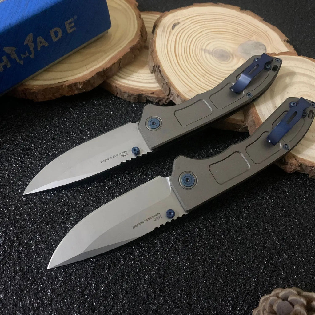 Tactical BM 748 Narrows Folding Knife 3.43" M390 Satin Blue Accents