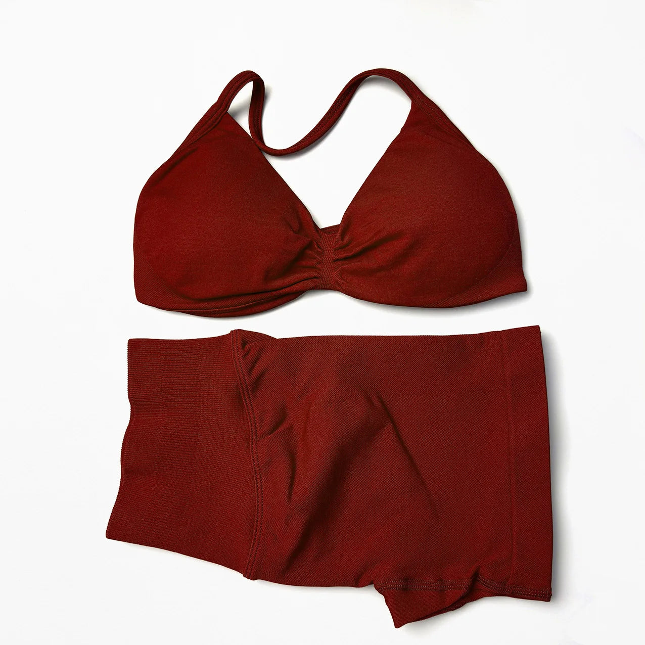 Seamless 2 Pieces Strappy Yoga Halter Bras Sets