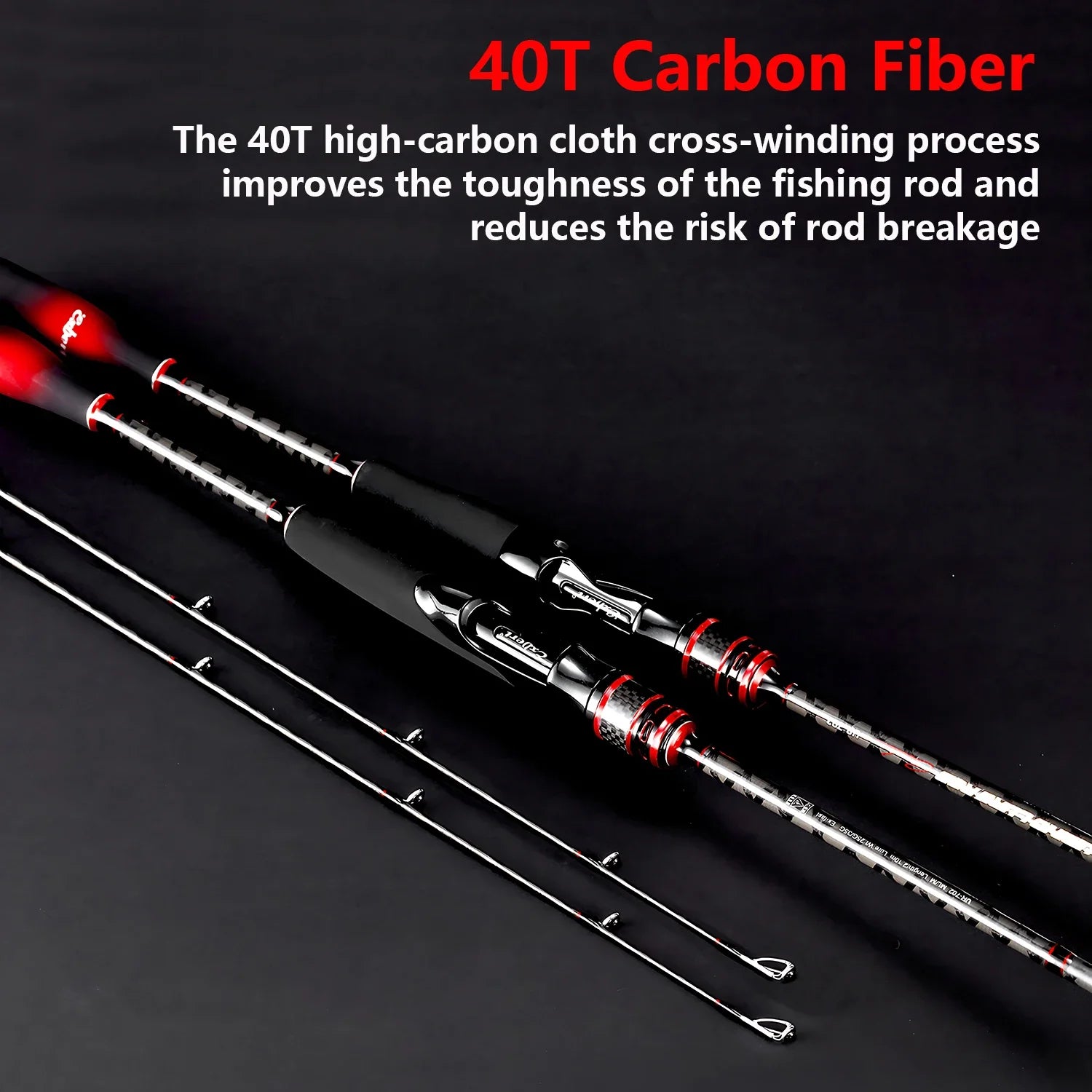 40T Carbon Fiber Lure Fishing Rod With 2 Tips,ML M Spinning / Casting