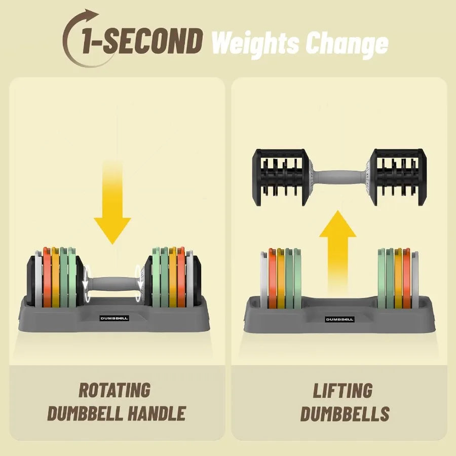 25 55 lbs Pair Adjustable Dumbbell Set for Home Workouts