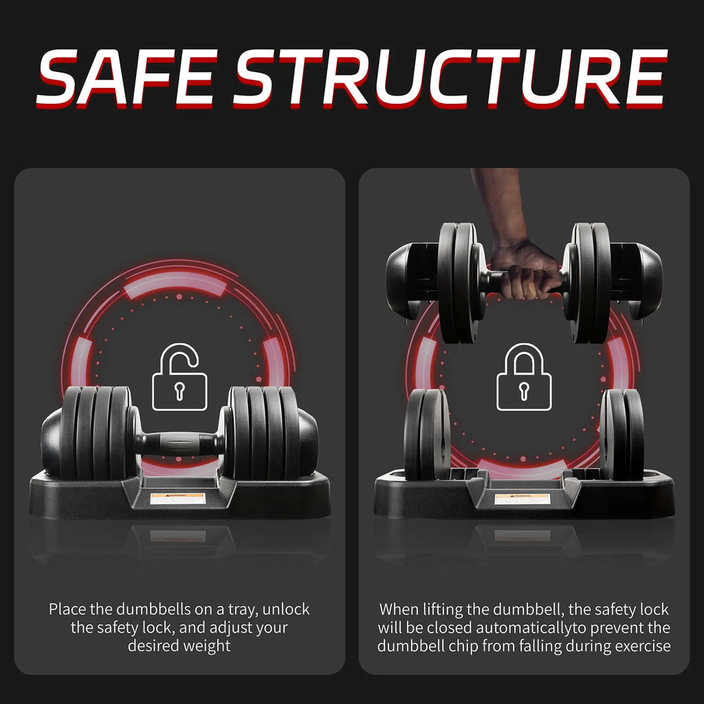Rubber Coated Adjustable Dumbbells 25LBS/52LBS t