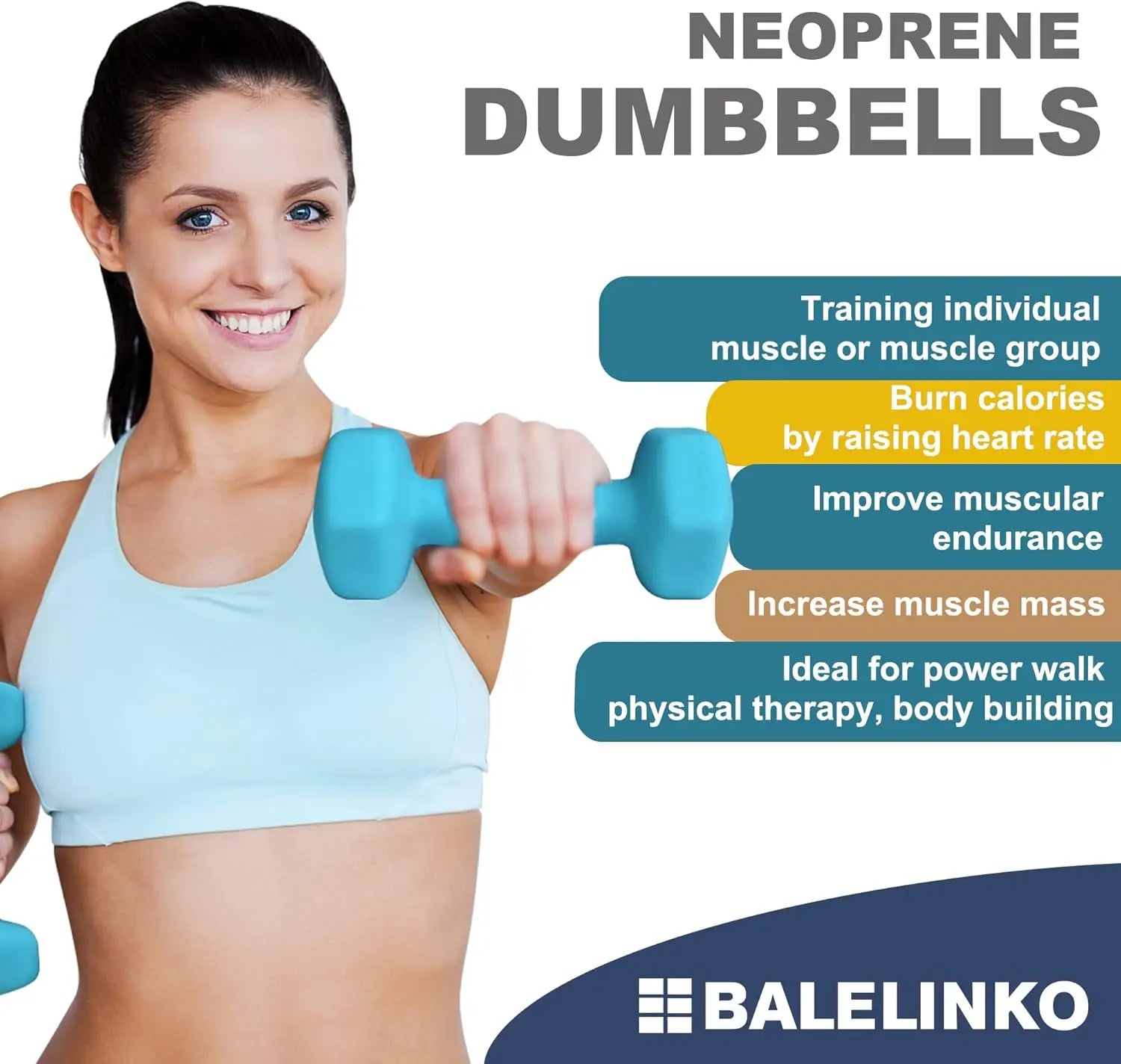 Dumbbells for Home Gym, Strength Training, Yoga and Pilates - 10lb Each