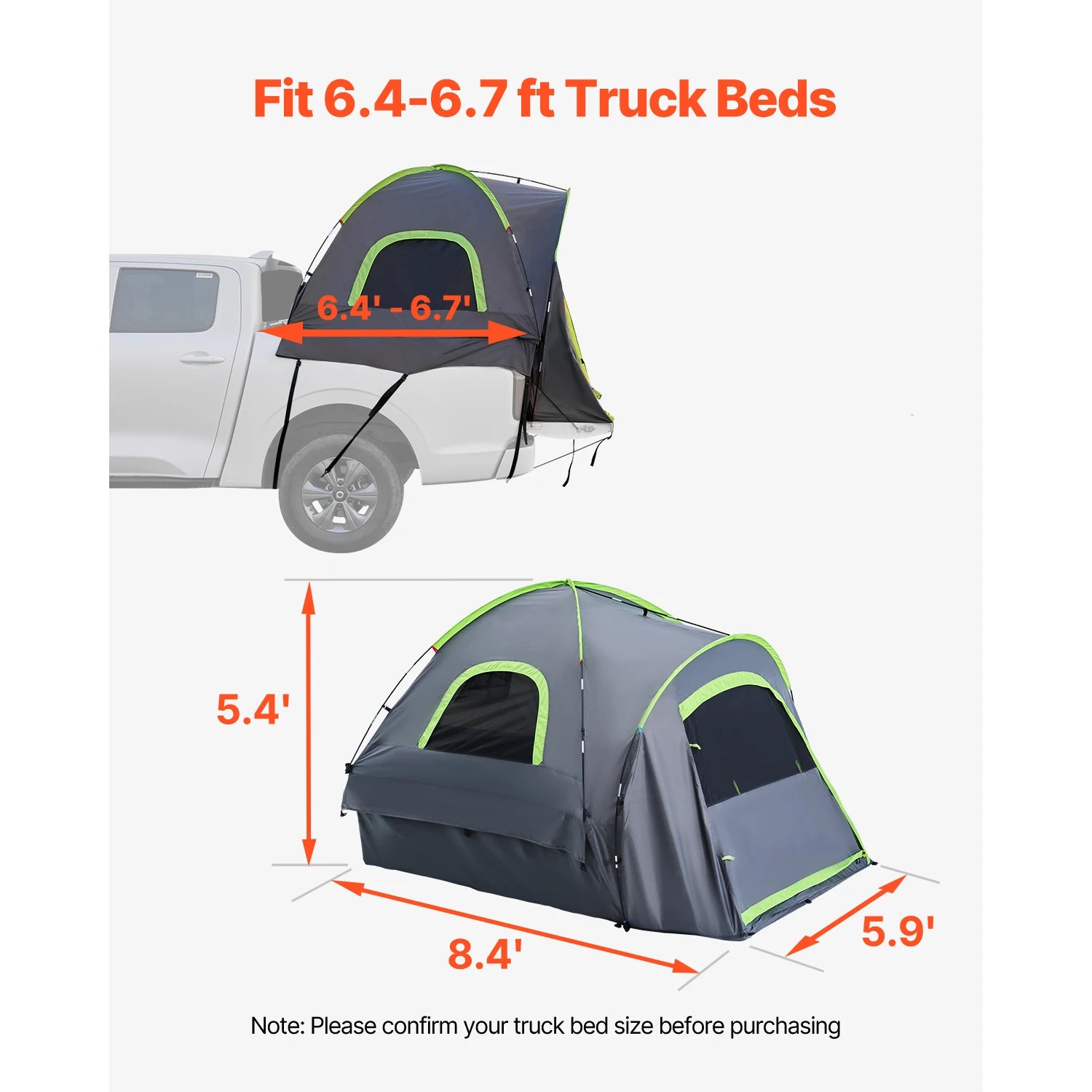 SucceBuy Pickup Truck Tent for Camping, Waterproof PU2000 Truck Bed Camper Shell