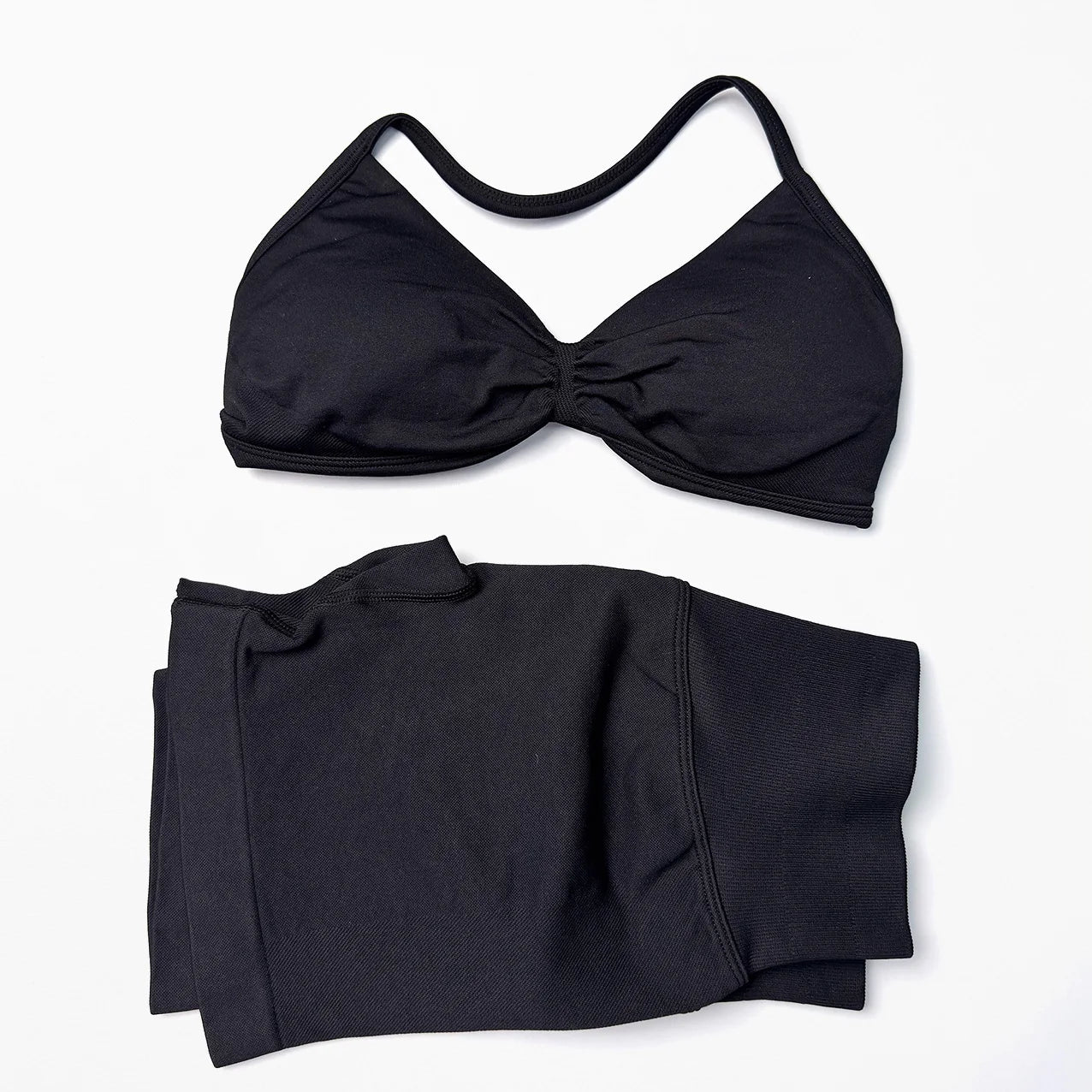 Seamless 2 Pieces Strappy Yoga Halter Bras Sets