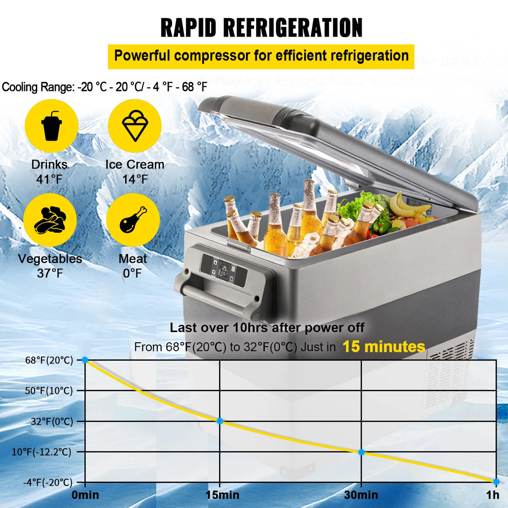 SucceBuy 55L Car Refrigerator Mini Fridge Freezer Portable Compressor Cooler DC 110-240V Ice Box