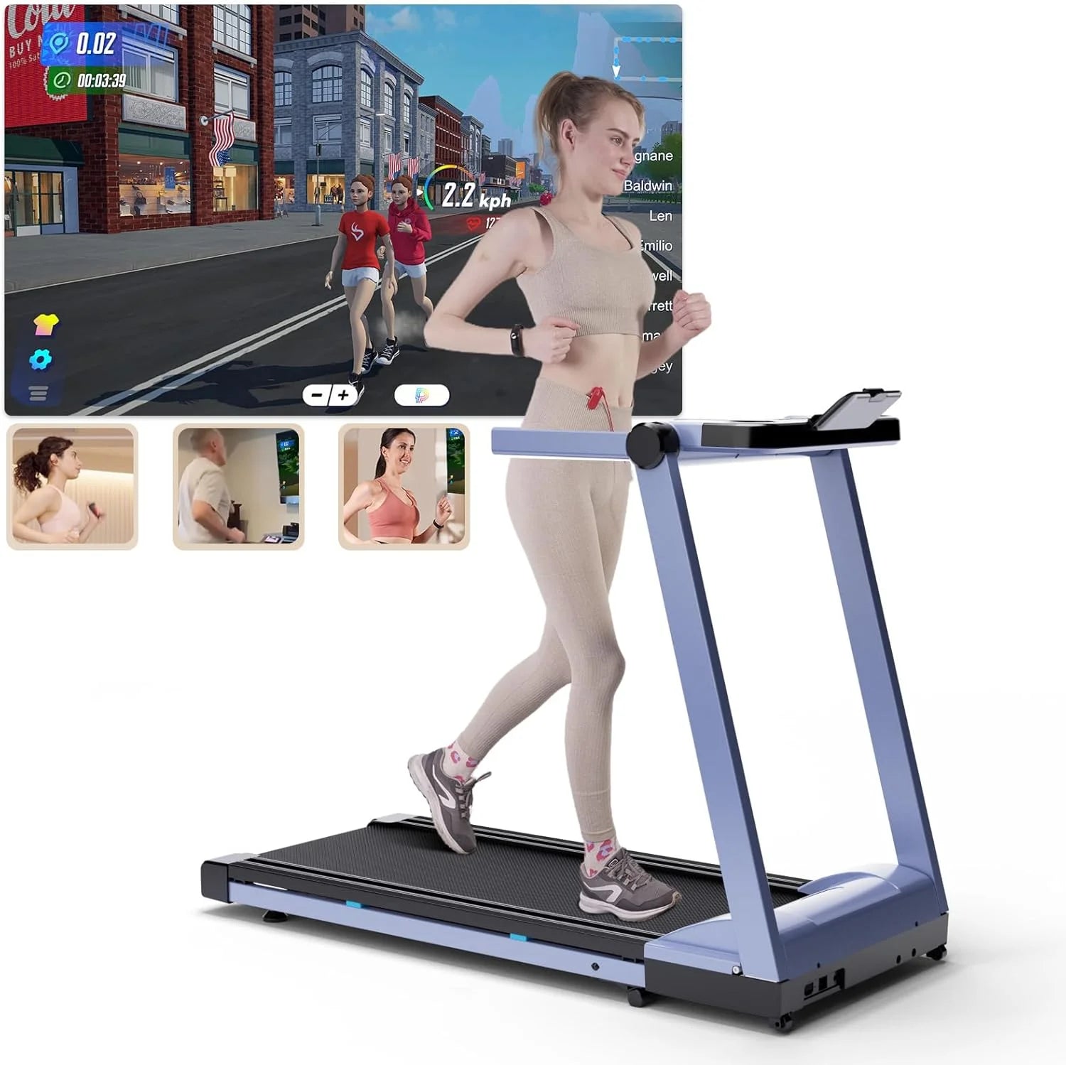 3.5HP Foldable Treadmill 350lbs Adjustable 6% Incline