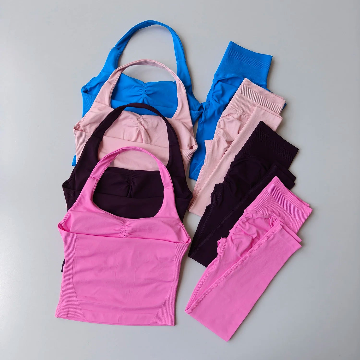 High Waist Peach Sports Bras Leggings Suit