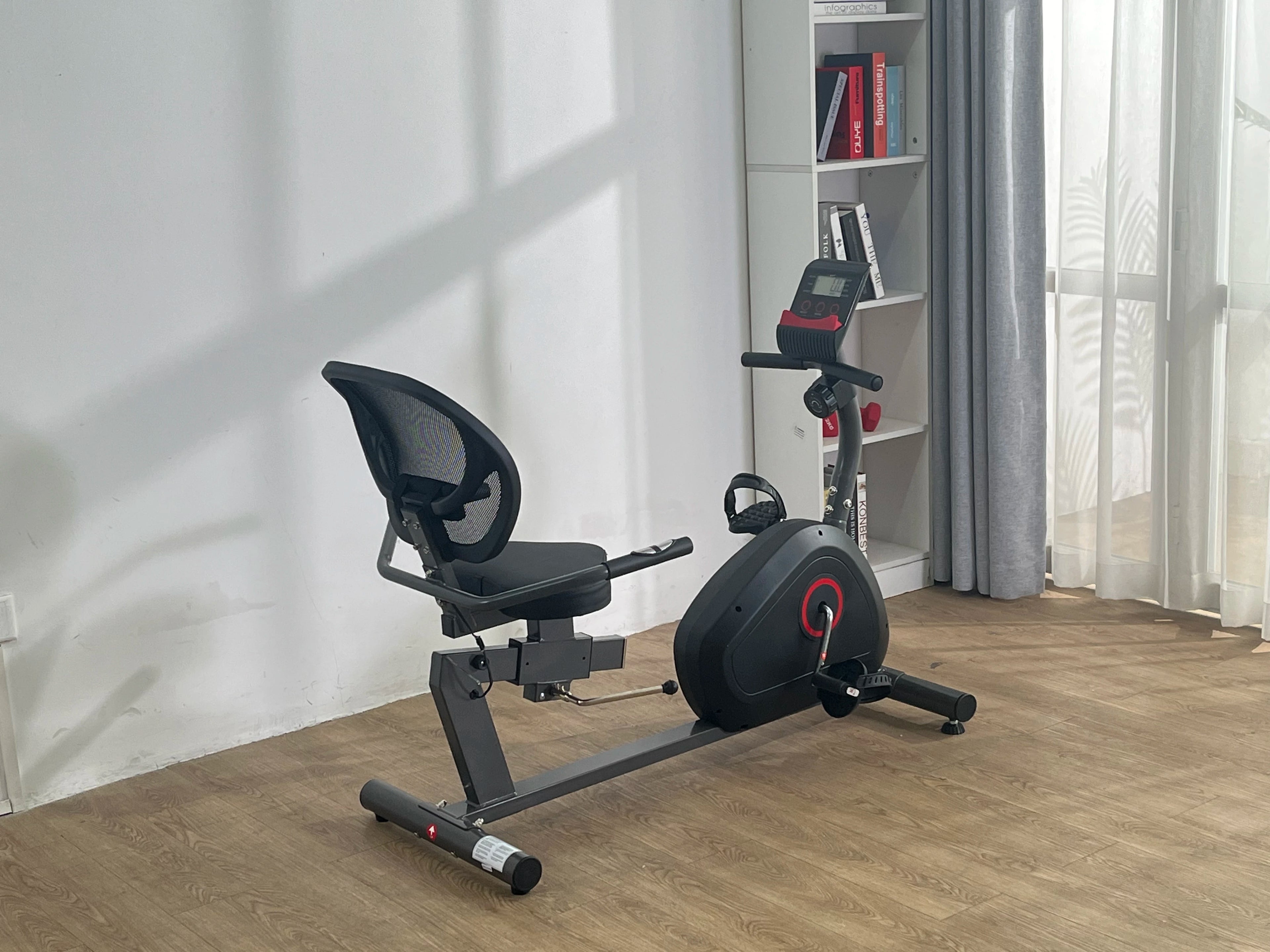 Recumbent Exercise Bike Comfortable Seat Heart Rate Handle