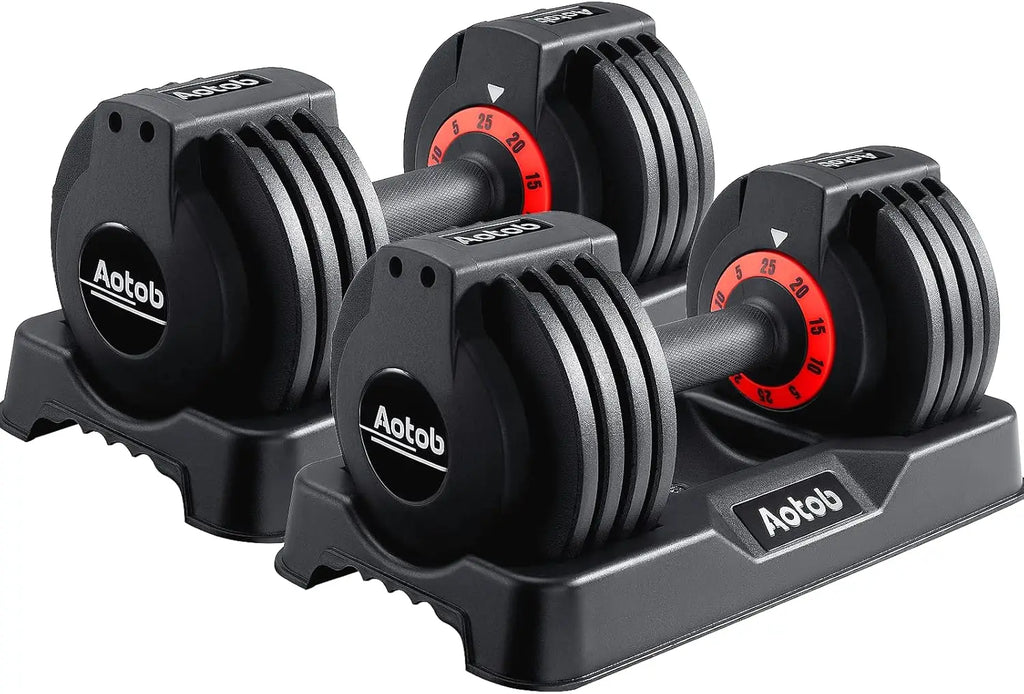 Adjustable Dumbbell Set 25/55 LBS, Quick Turn Handle