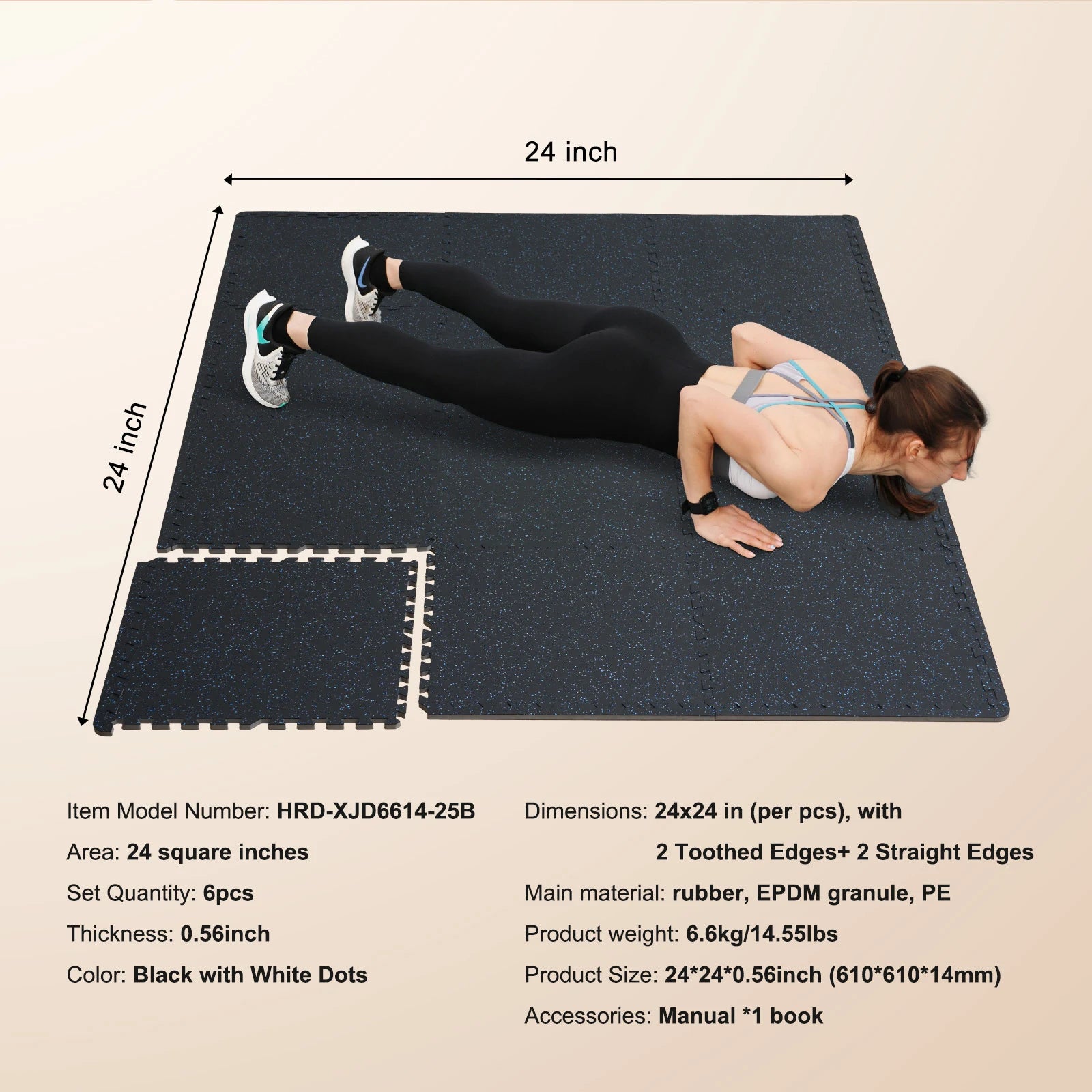 SucceBuy 0.56 Inch 25 Tiles Rubber Top Floor Mats
