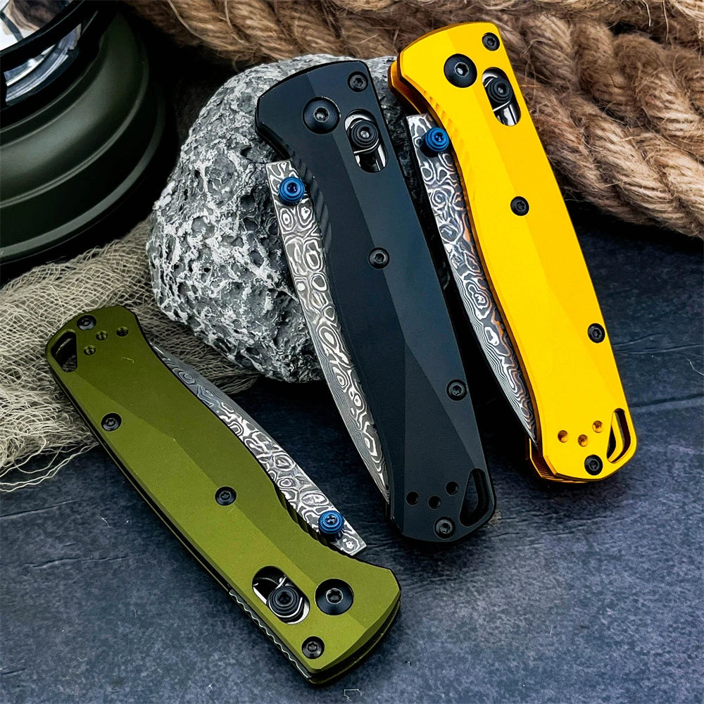 High Quality Folding Pocket Knife Damascus Steel Blade Aluminum Handle