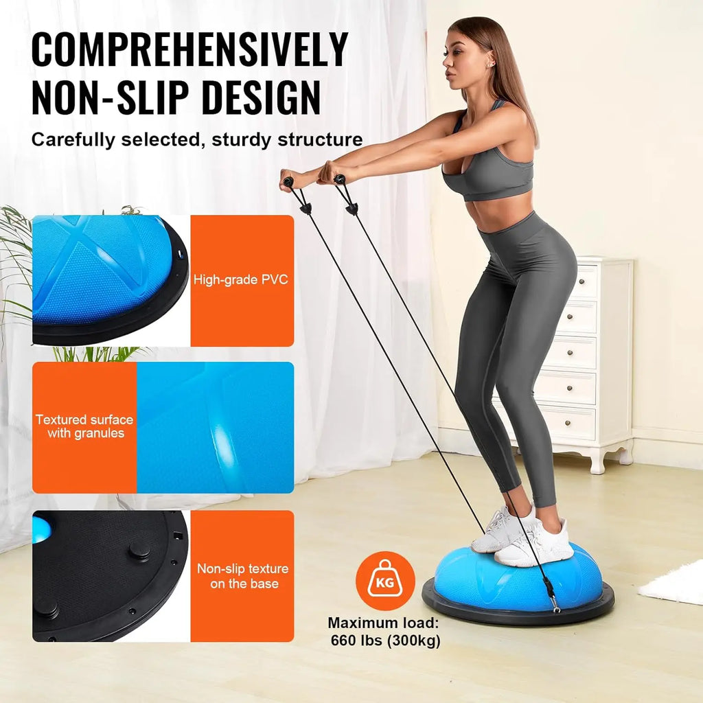 23/26 Inch Half Exercise Ball with Resistance Bands