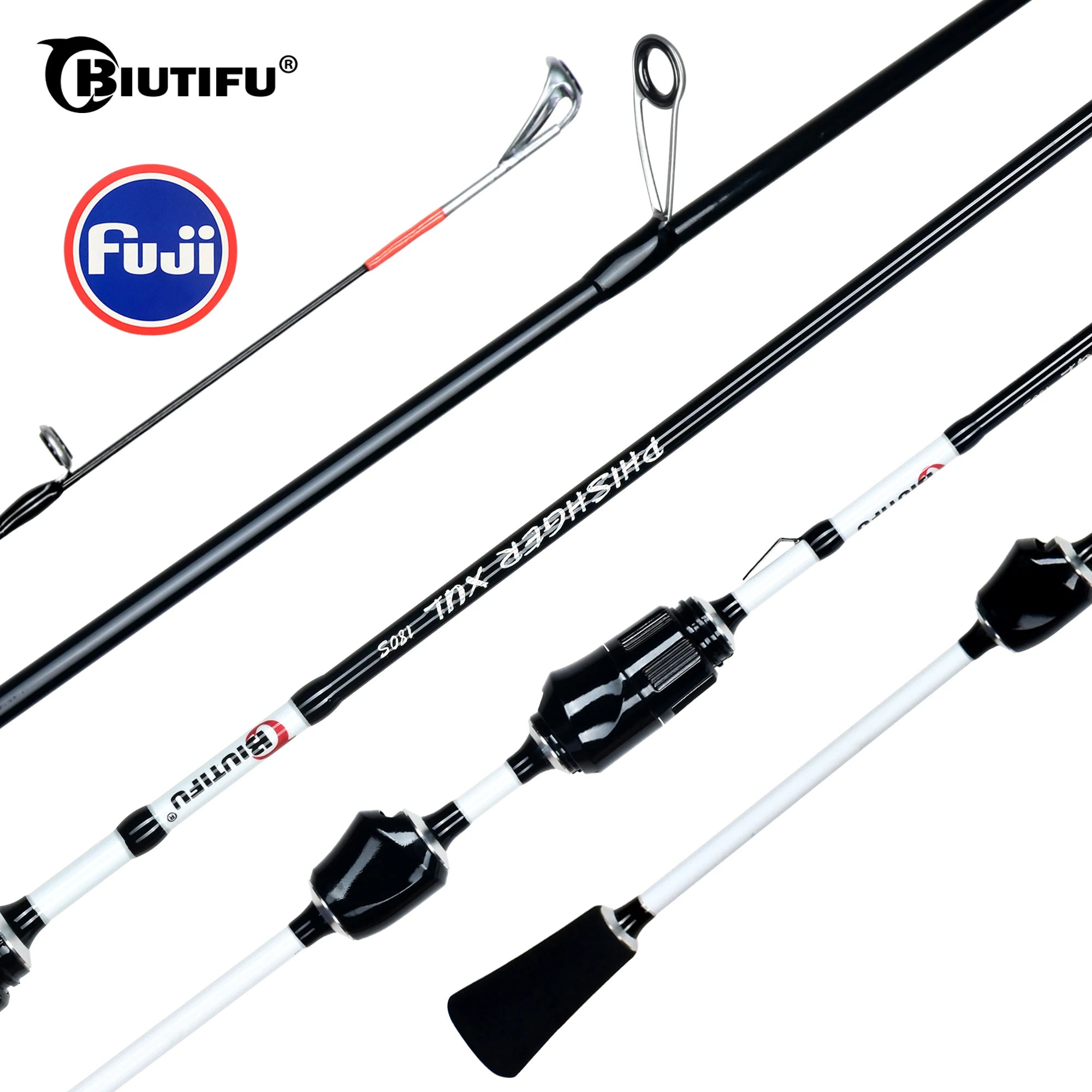 BIUTIFU Spinning Casting Ultralight Rod 1.8/1.92m T800 Carbon Fiber Fuji Ring 0.2-8g Solid Tip