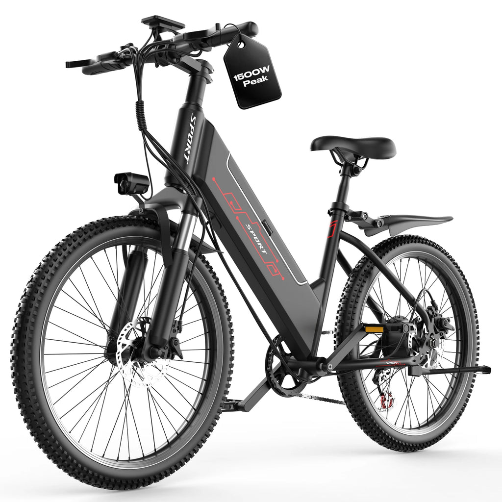 Electric Bike for Adults, 1500W Peak Ebike, 60Miles 25MPH  26" Adult Electric Bicycle with 48V Battery