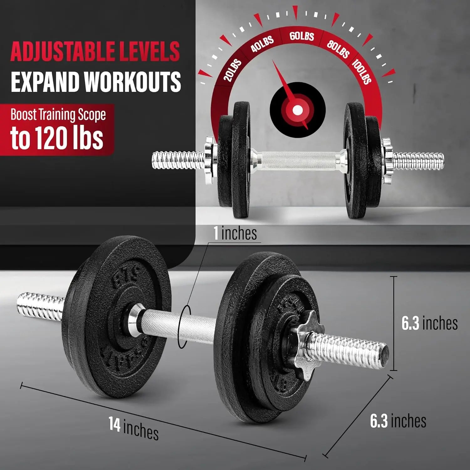 Adjustable Dumbbell Set with Weight Plates, 40lbs to 200lbs