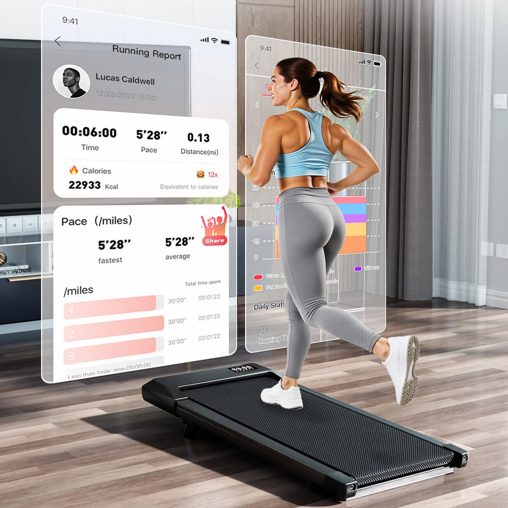 Foldable 6% Slope Under Desk Treadmills 2.5 HP  Remote Control LED Display 300LBS