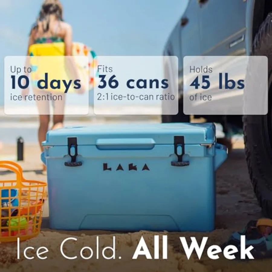 45 Quart Rotomolded Hard Cooler  Holds 36 Cans/45 lb Ice Up to 10 Days Cold