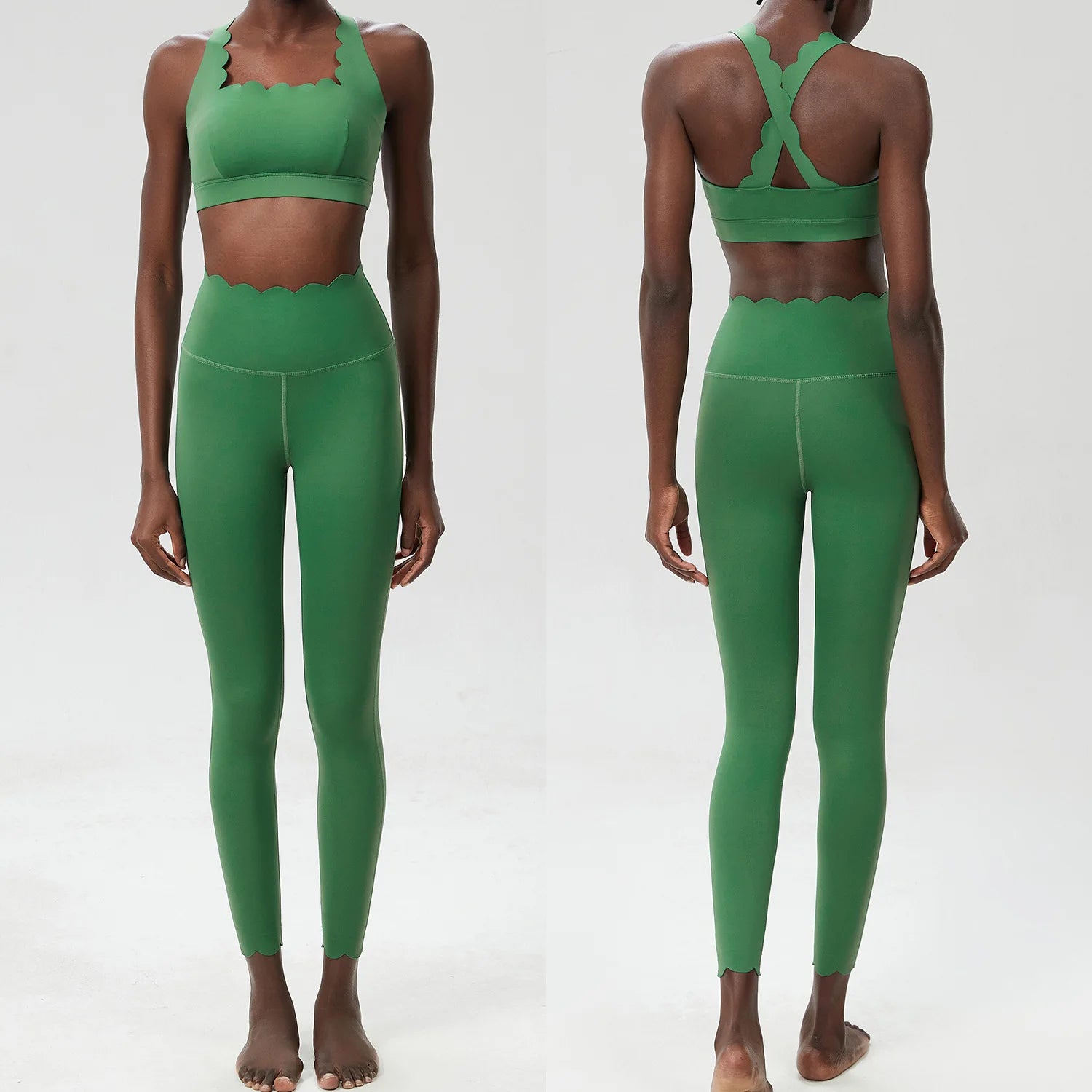 Women Solid Color Gym Suit Two Pieces
