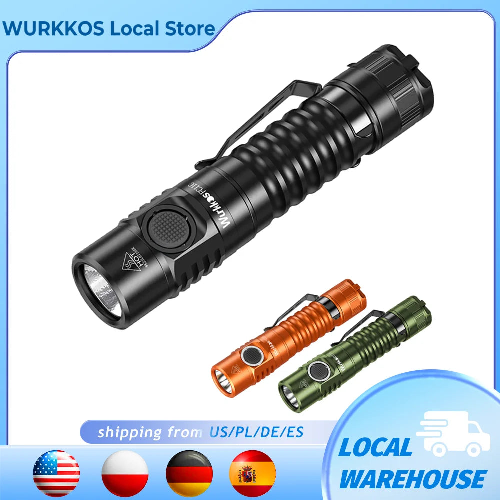 Wurkkos FC11C 519A USB-C Rechargeable EDC 18650 Flashlight Max Output 1200 LM IP68 Waterproof