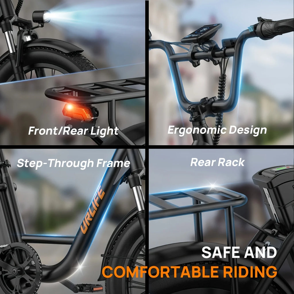 1000W 20x3" Fat Tire Electric Bike 48V 13Ah Removable Battery 20MPH 7-Speed