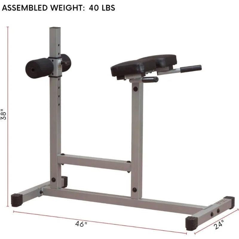 Body-Solid Back Hyperextension Machine for Lower Back Extension, Ab Crunch, Glutes and Hamstrings