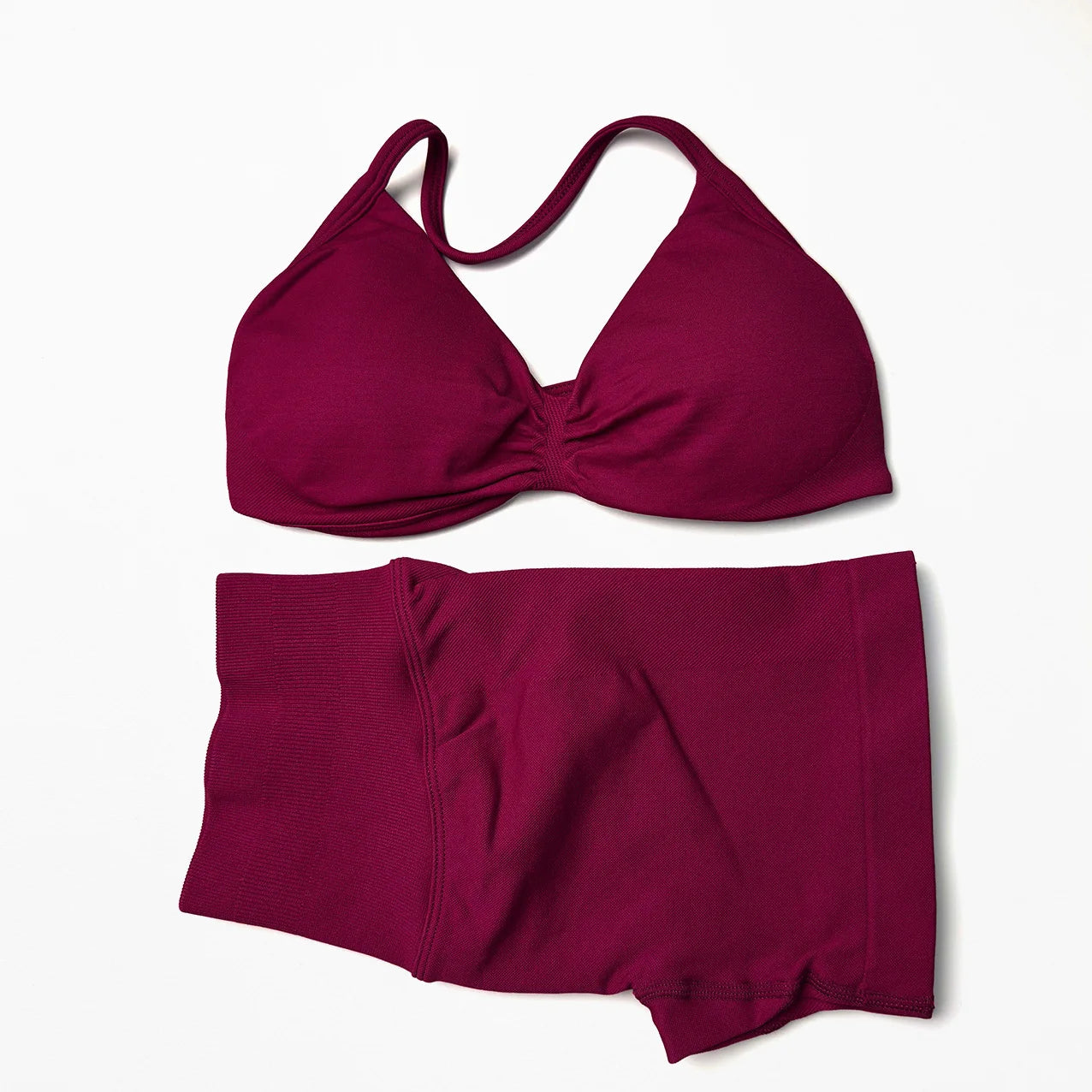 Seamless 2 Pieces Strappy Yoga Halter Bras Sets