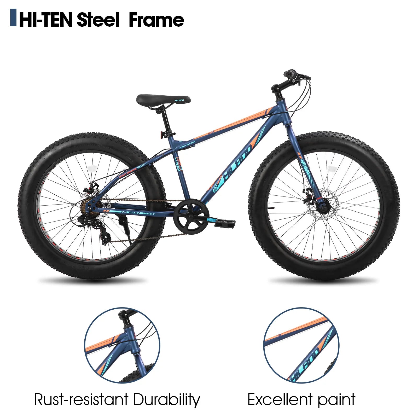Hiland 20 Inch Kids' Bicycles Fat Tire Mountain Bike Shimano 7-Speed, Dual-Disc Brake