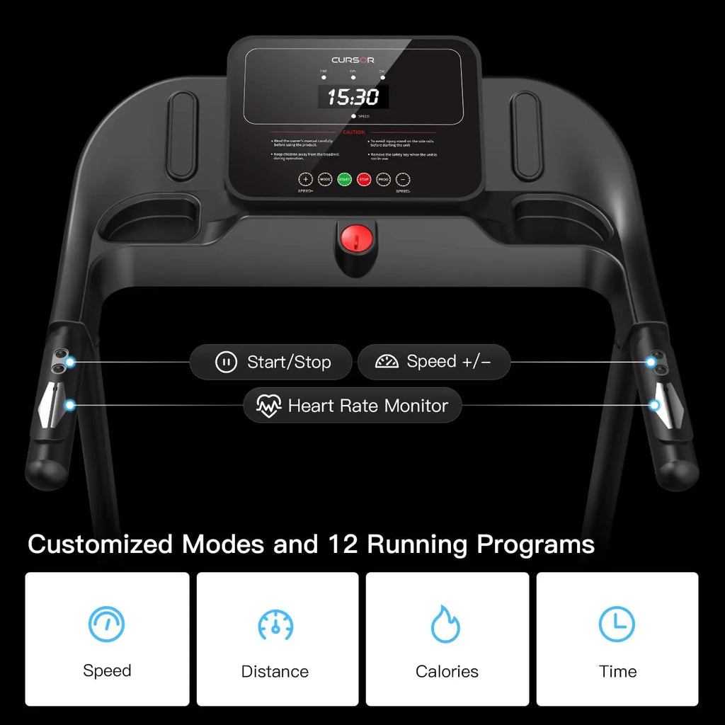 Home Folding Treadmill with Pulse Sensors, 2.5 HP Quiet Brushless, 7.5 MPH, 265 lbs Capacity