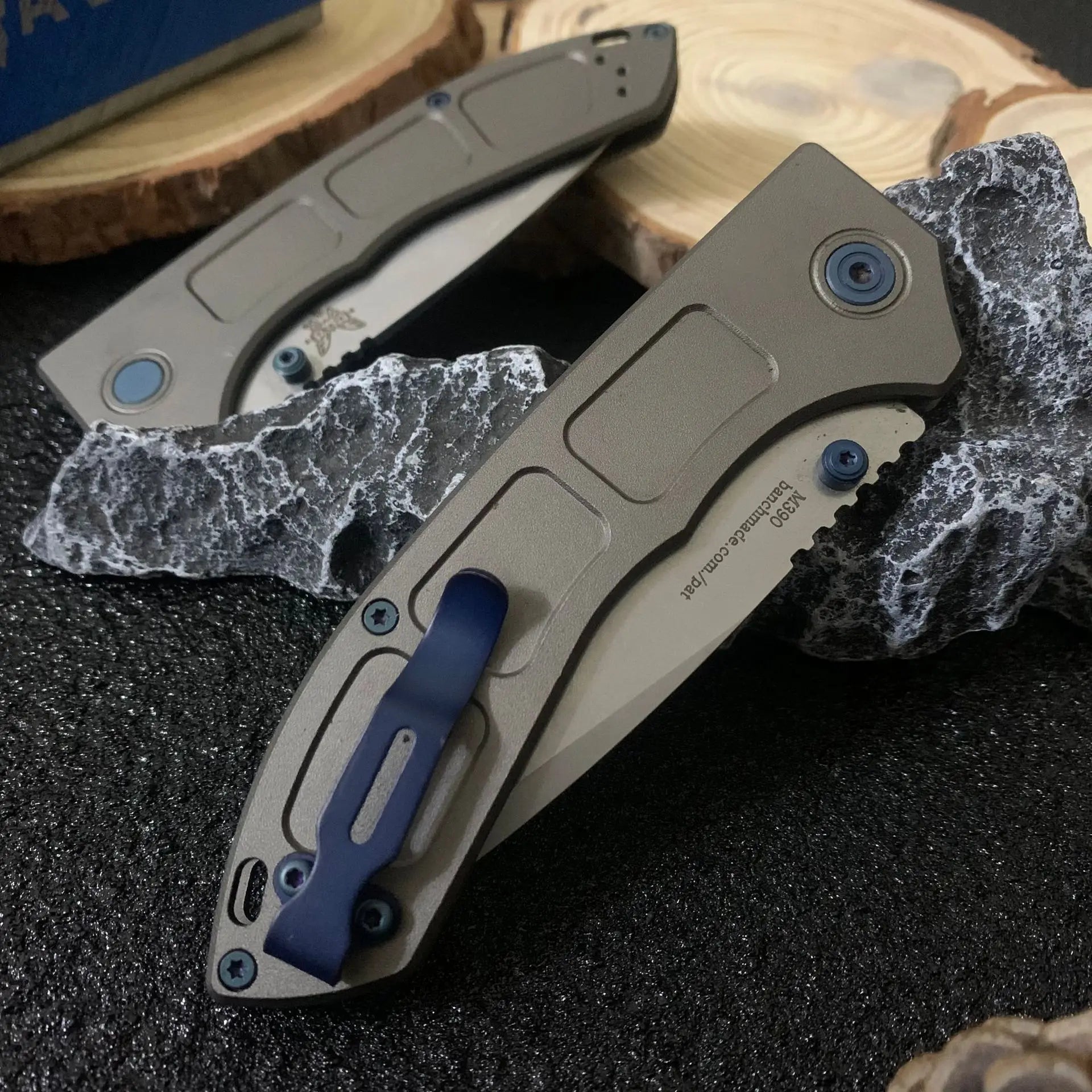 Tactical BM 748 Narrows Folding Knife 3.43" M390 Satin Blue Accents