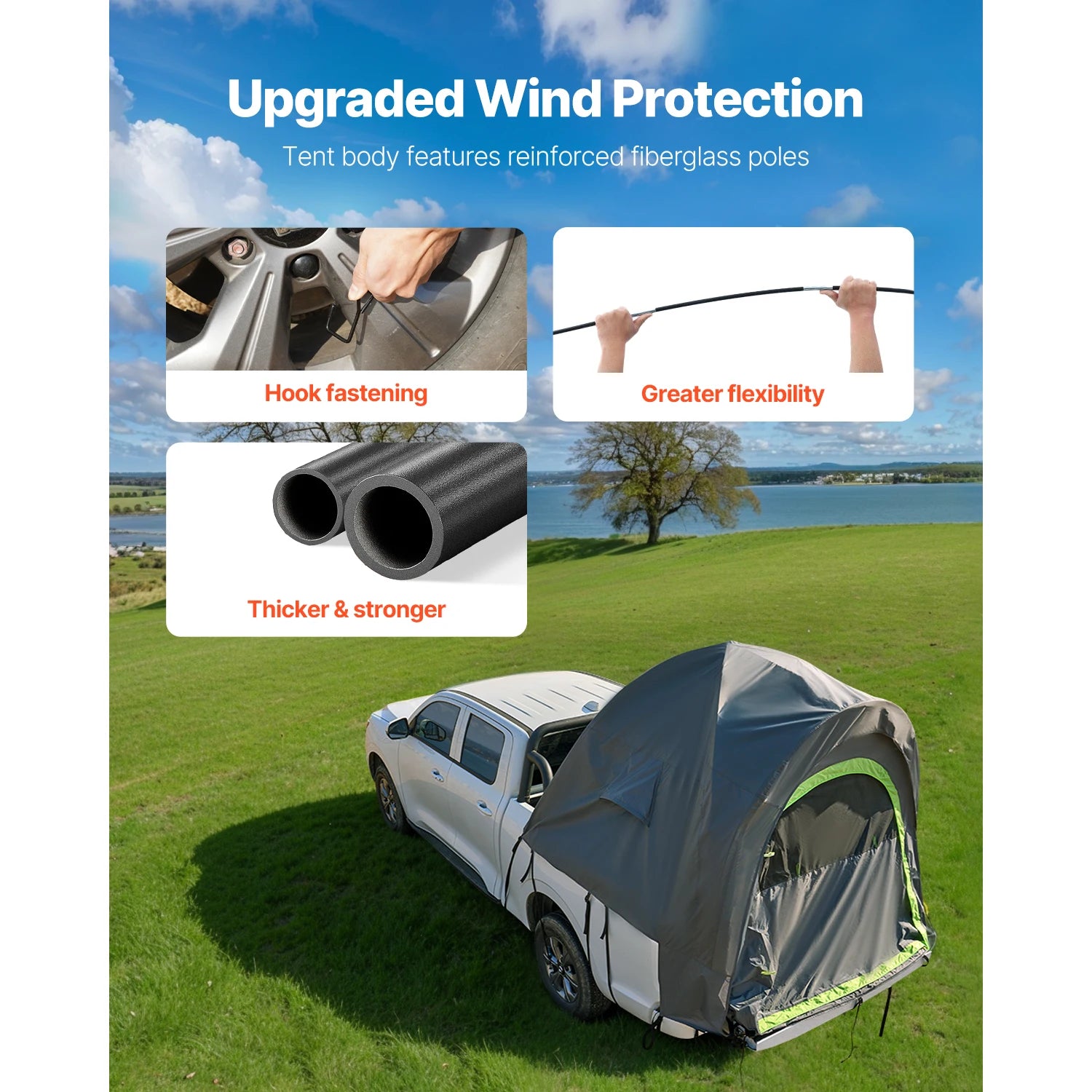 SucceBuy Pickup Truck Tent for Camping, Waterproof PU2000 Truck Bed Camper Shell
