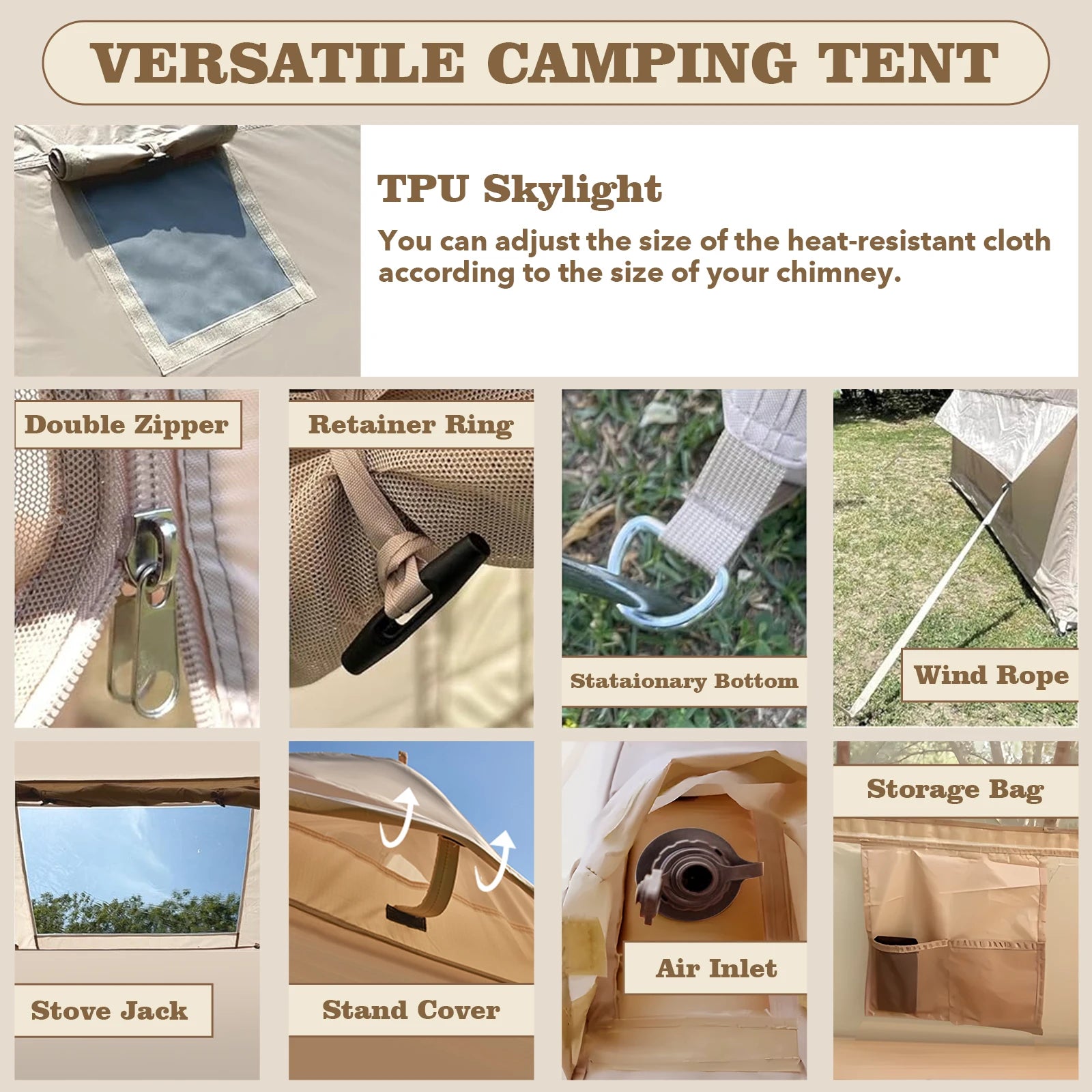 80.7 Square Feet Inflatable Tent with Air Conditioning Vent,4 Season Glamping Blow up Tent