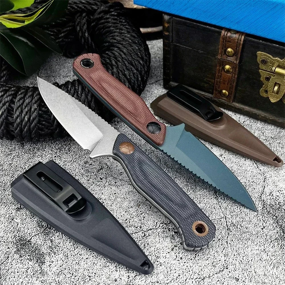 BM 203BT Fixed Blade Knife with Sheath D2 Steel Blade G10 Handle