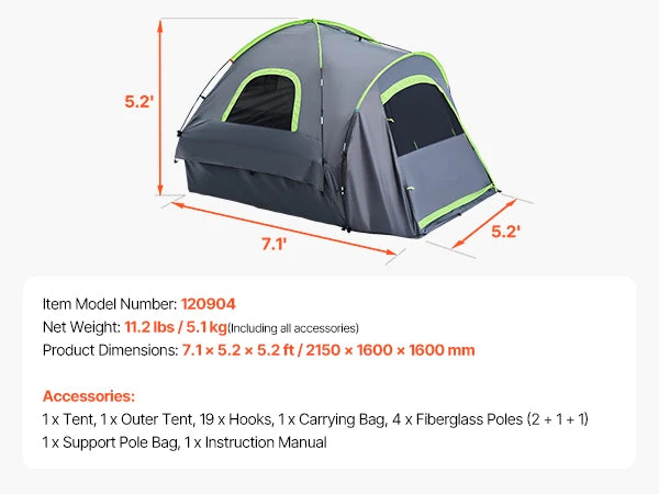SucceBuy Pickup Truck Tent for Camping, Waterproof PU2000 Truck Bed Camper Shell