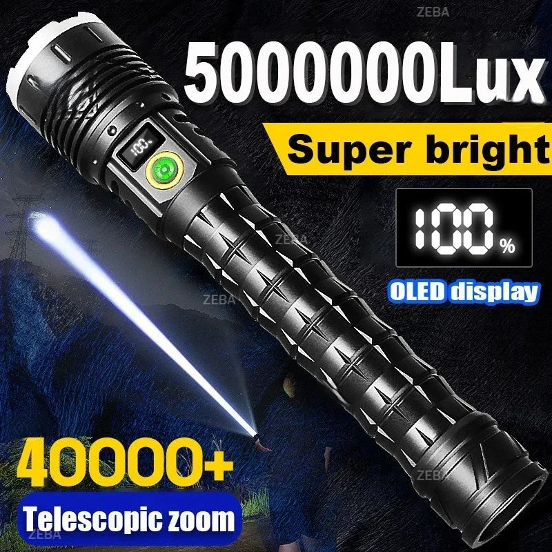 10000mAh High Power LED Flashlight Long Range 5000M Rechargeable Tactical Torch