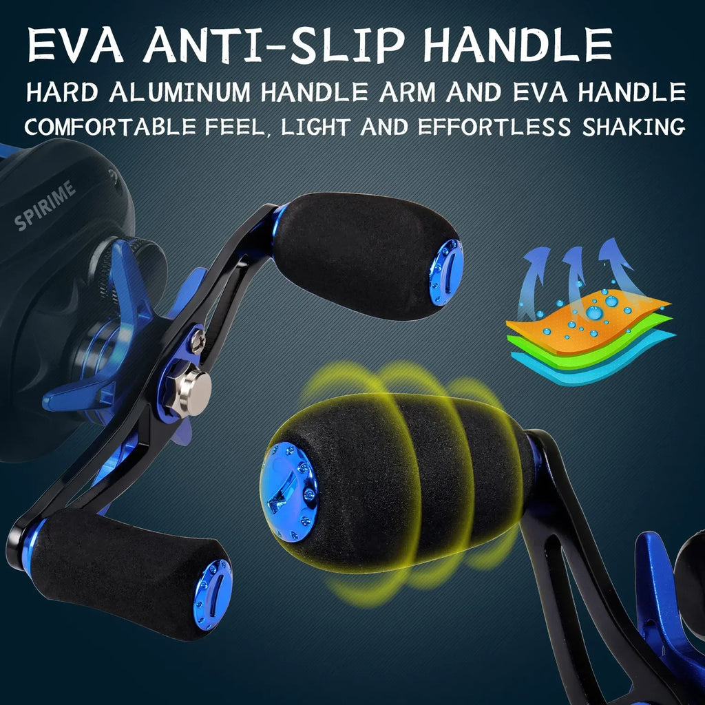 Sougayilang Fishing Rod Reel Combo 1.8/2.m Carbon Fiber Casting Rod and 8.0:1 High Speed Baitcasting Reel