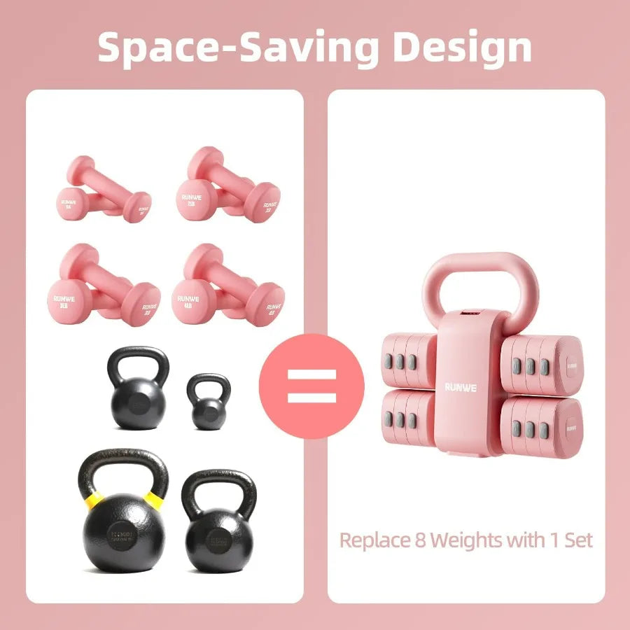 Lightweight Adjustable Dumbbell Kettlebell Set - 4 in 1  2.2 3.3 4.4 5.5lb Q