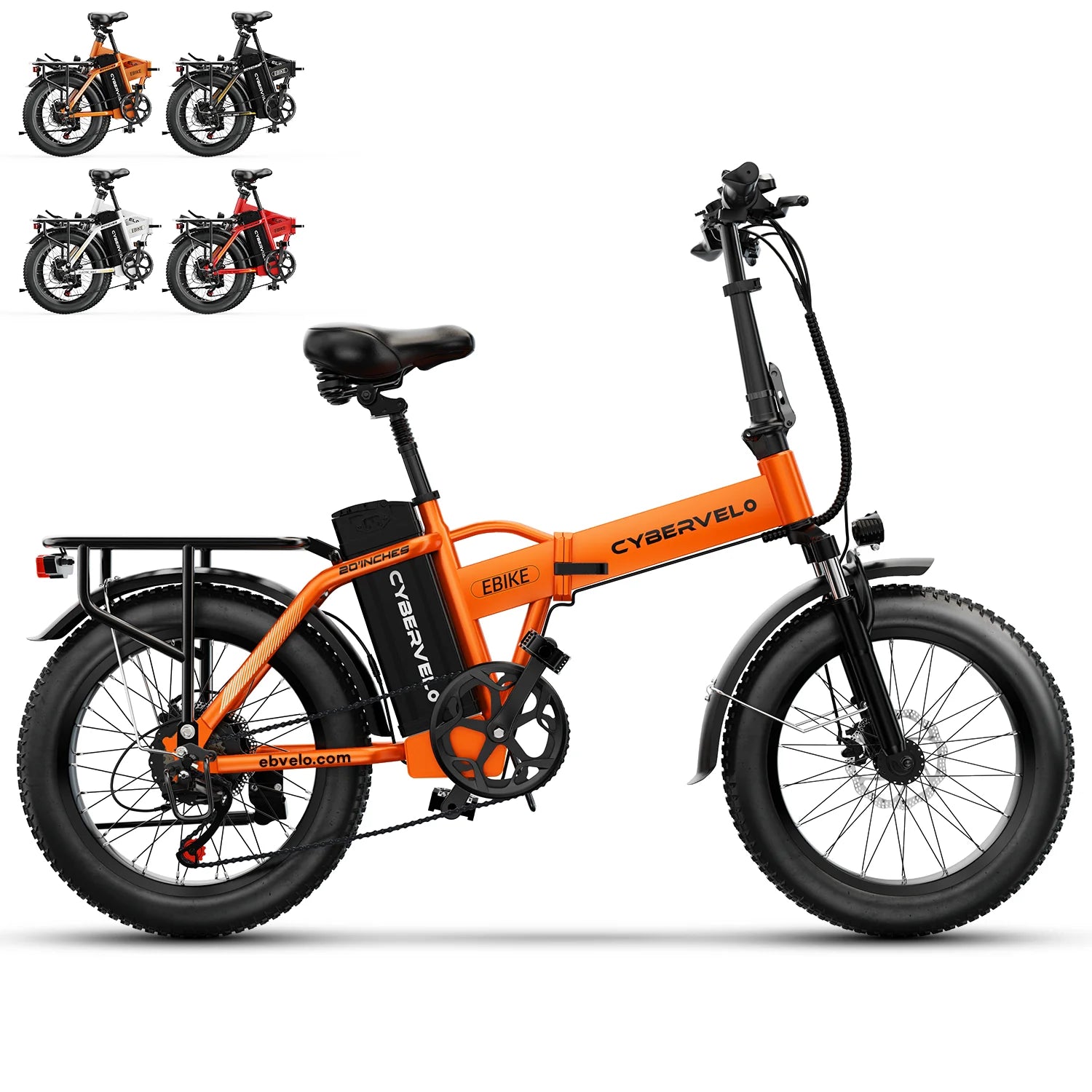 Cybervelo 1000W Folding Electric Bike, 48V 20AH Removable Battery 30+MPH 80Miles Max Range, 20"Fat Tire 7-Speed EK4