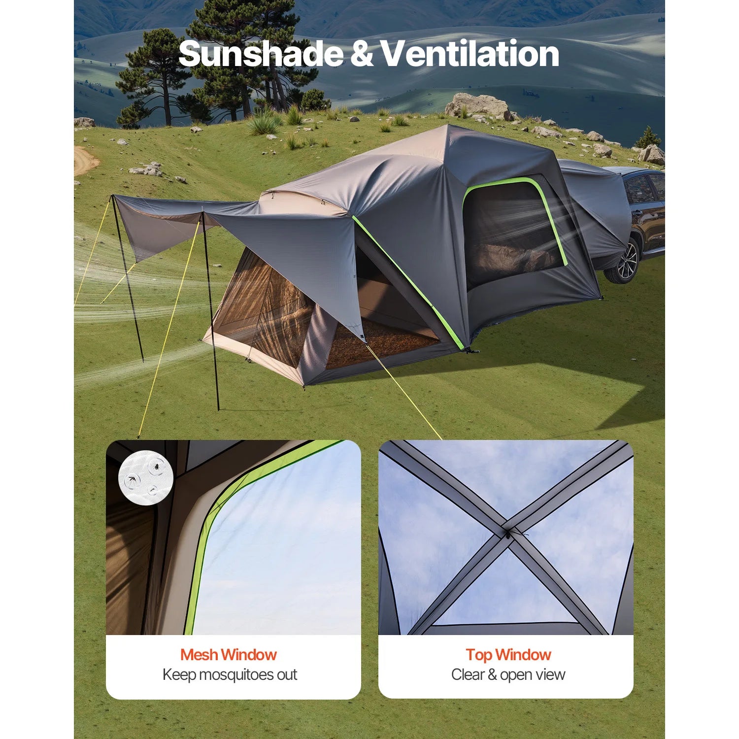 SucceBuy SUV Tent for Camping Waterproof PU2000mm Spacious Double Layer Design