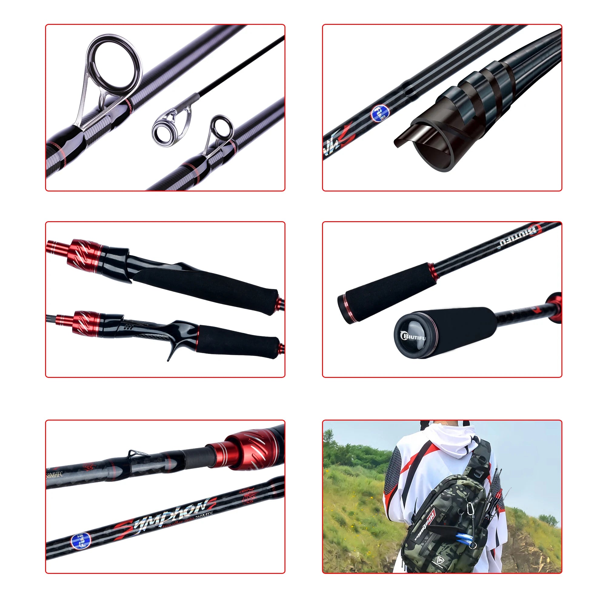 BIUTIFU Spinning Casting Fuji Lure Mini Traveller Rock Fishing Rod
