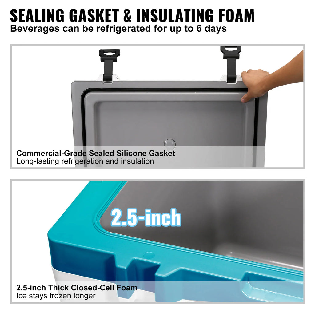 SucceBuy 52 QT Insulated Portable Cooler Holds 50 Cans Ice Retention