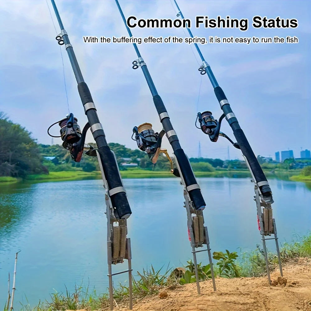 Automatic Spring Fishing Rod Holder, Adjustable Folding Stainless Steel