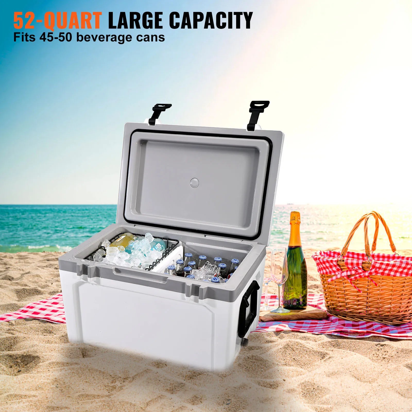 SucceBuy 52 QT Insulated Portable Cooler Holds 50 Cans Ice Retention