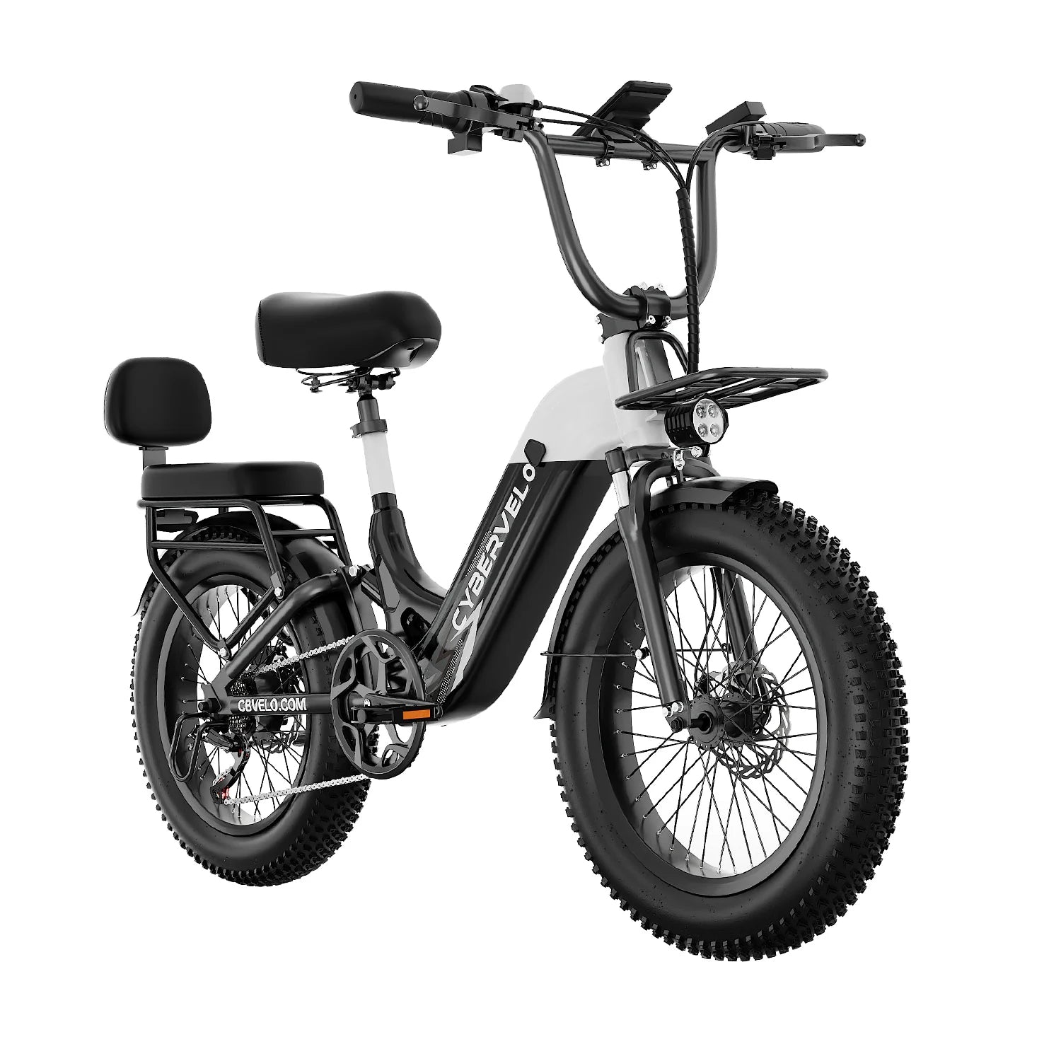 Cybervelo Step-Thru Electric Bike for Adults, 48V 20AH Removable Battery, 20" Fat Tire Shimano 7-Speed Commuter