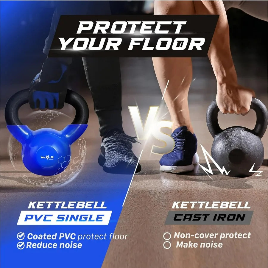 Kettlebell, 40LB Vinyl Coated Cast Iron Strength Training