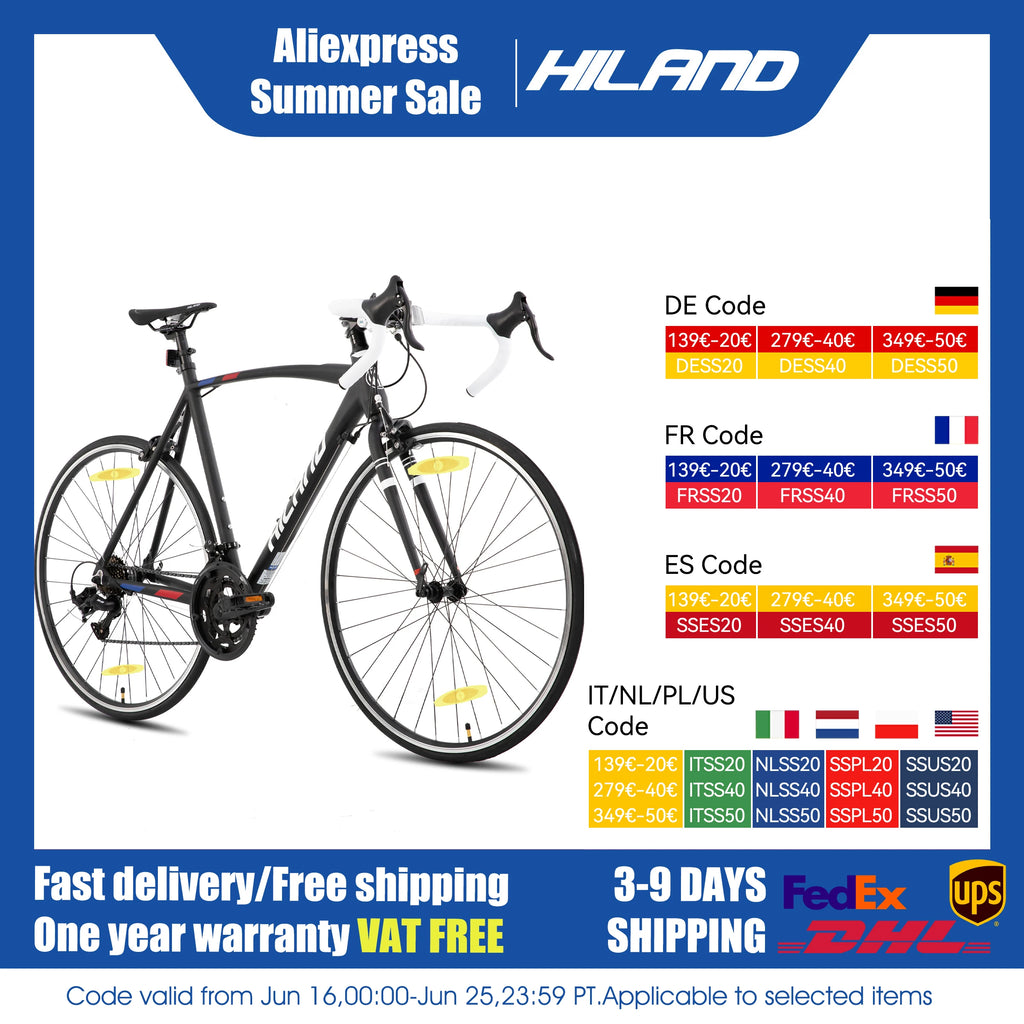 Hiland 700c road bike, 14 speeds, lightweight aluminum frame, racing bike