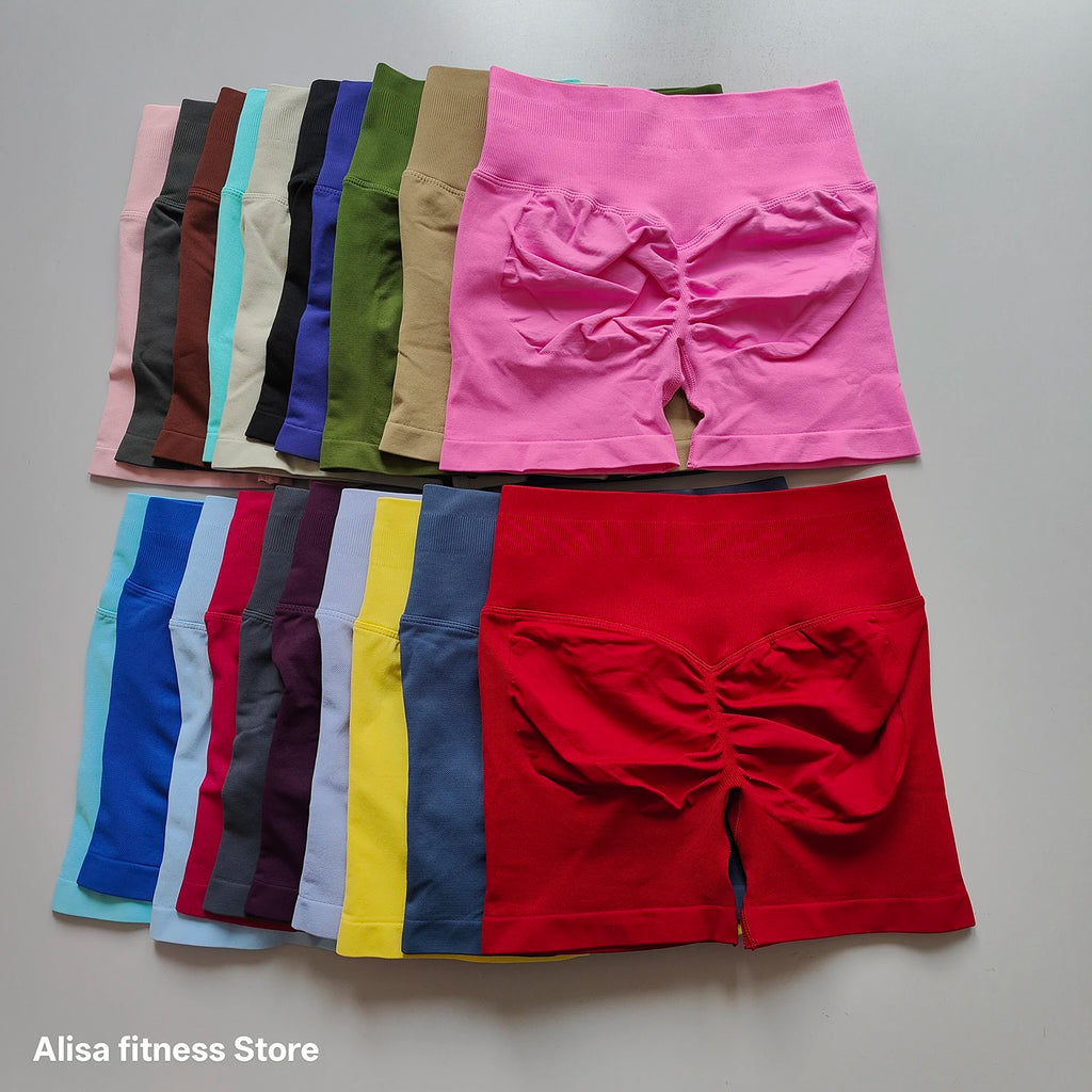 Summer High Waisted Yoga Shorts Tummy Control