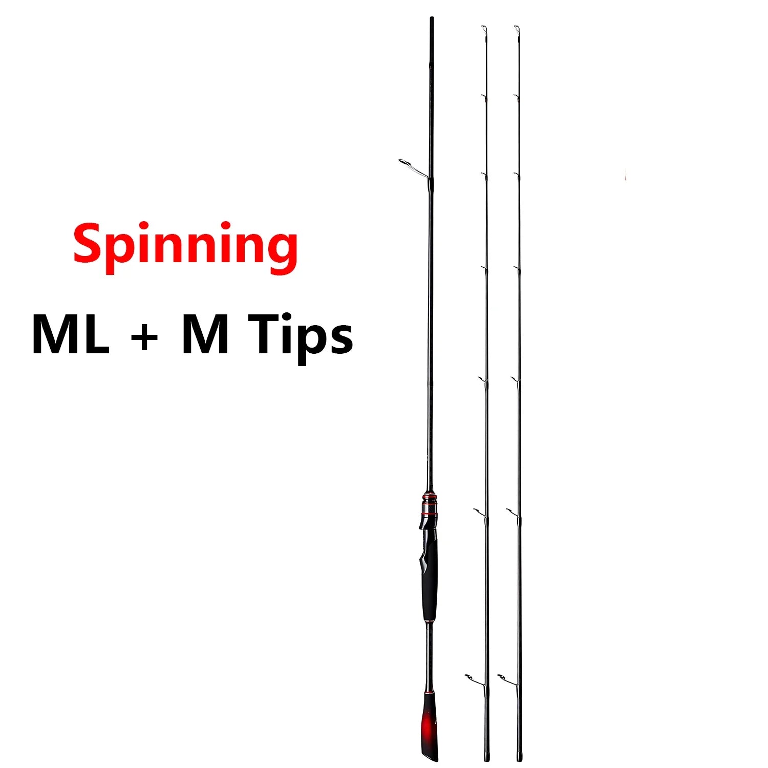 40T Carbon Fiber Lure Fishing Rod With 2 Tips,ML M Spinning / Casting