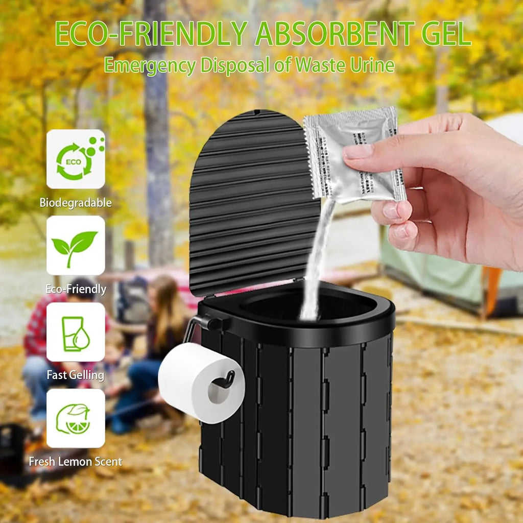 Portable Pop-Up Camping Toilet Tent with Shower & Changing Room, Includes Toilet Bags and Gel