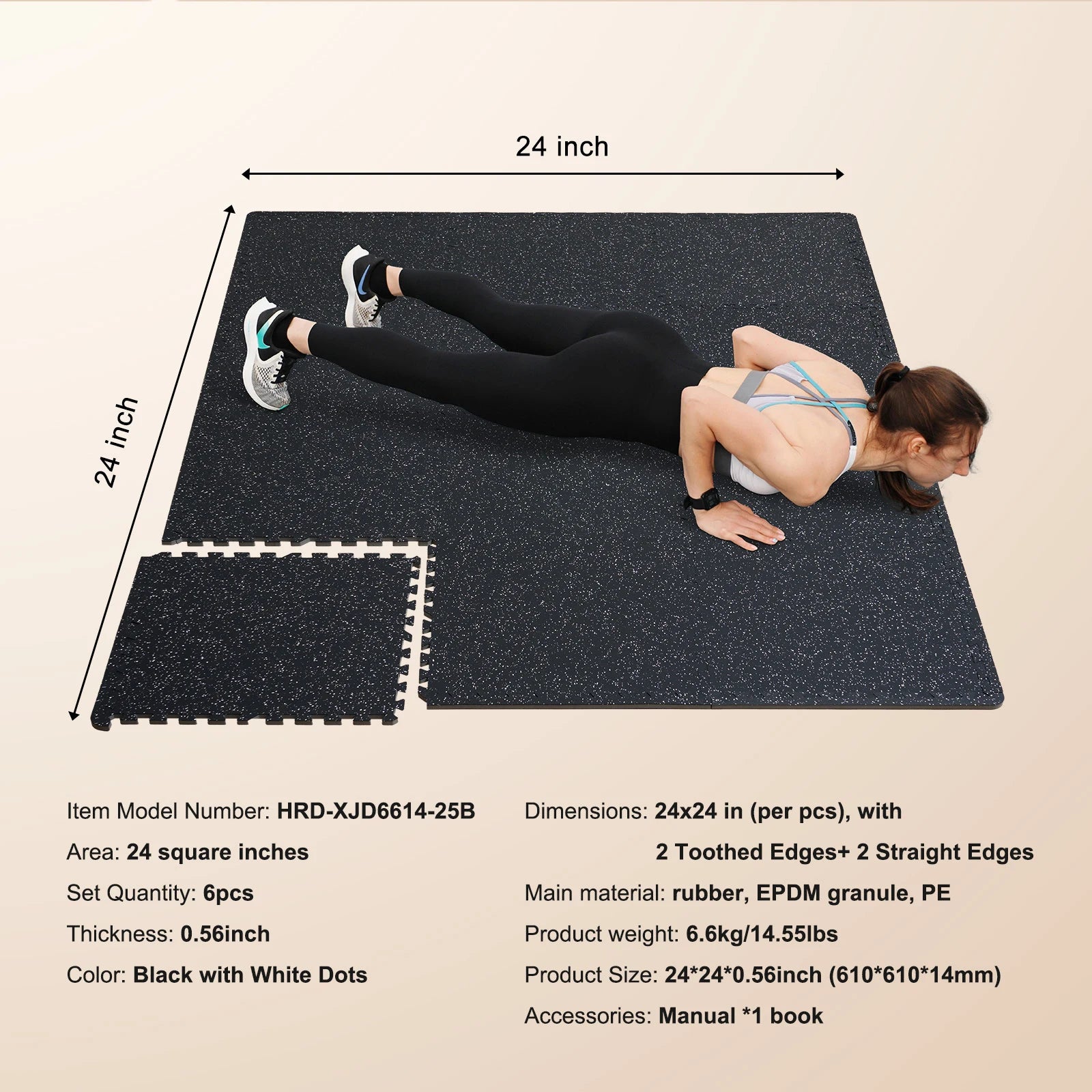 SucceBuy 0.56 Inch 25 Tiles Rubber Top Floor Mats