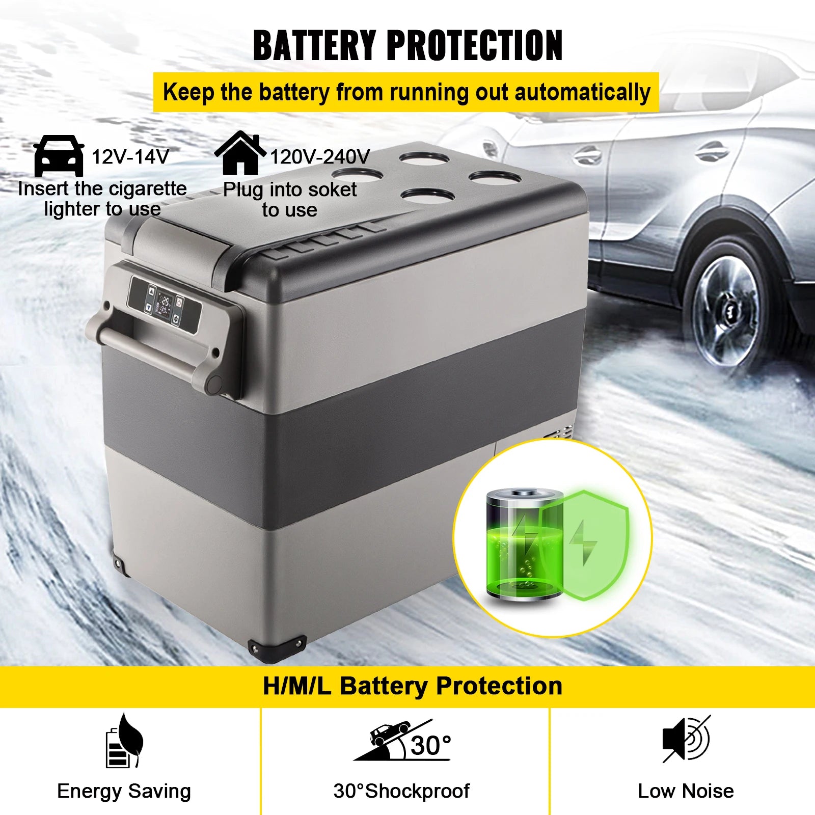 SucceBuy 55L Car Refrigerator Mini Fridge Freezer Portable Compressor Cooler DC 110-240V Ice Box